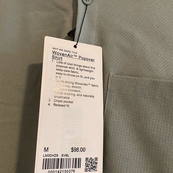 Lululemon WovenAir Popover Shirt silver blue mens short sleeve button down - Picture 3 of 6